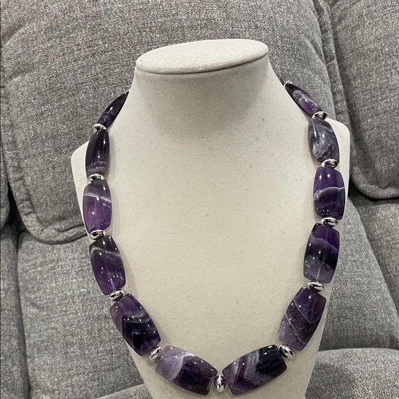 Massive Jay King Desert Rose Trading Amethyst Beaded Necklace Sterling 771